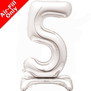 Airfilled Stand-up 25'' Foil Number Balloon Silver