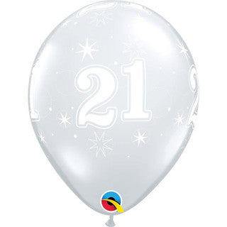 Age 21 Latex Balloon Clear - 25 Pack (Available in Singles)