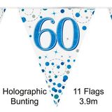 Happy 60th Birthday Blue Sparkling Fizz Bunting