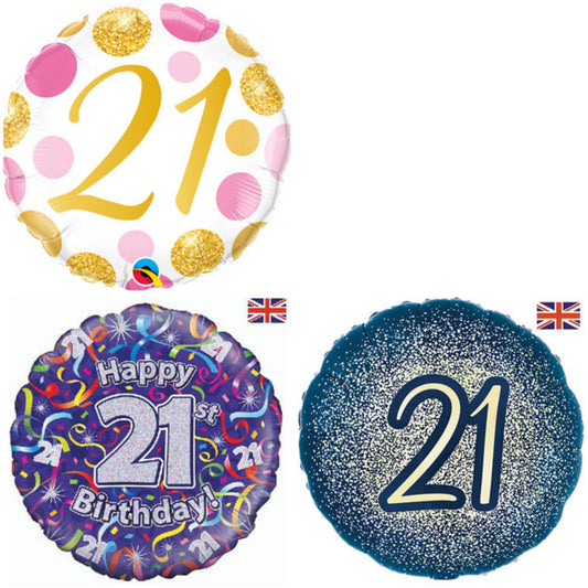Age 21 Glitter/ Purple 18" Foil Balloon