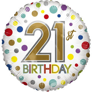 Age 21 Coloured 18" Foil Balloon