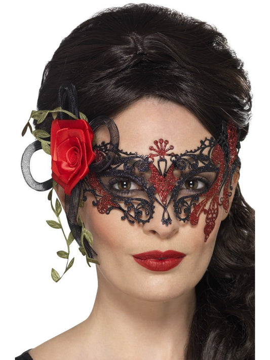 Metal Filigree Eyemask with Flower