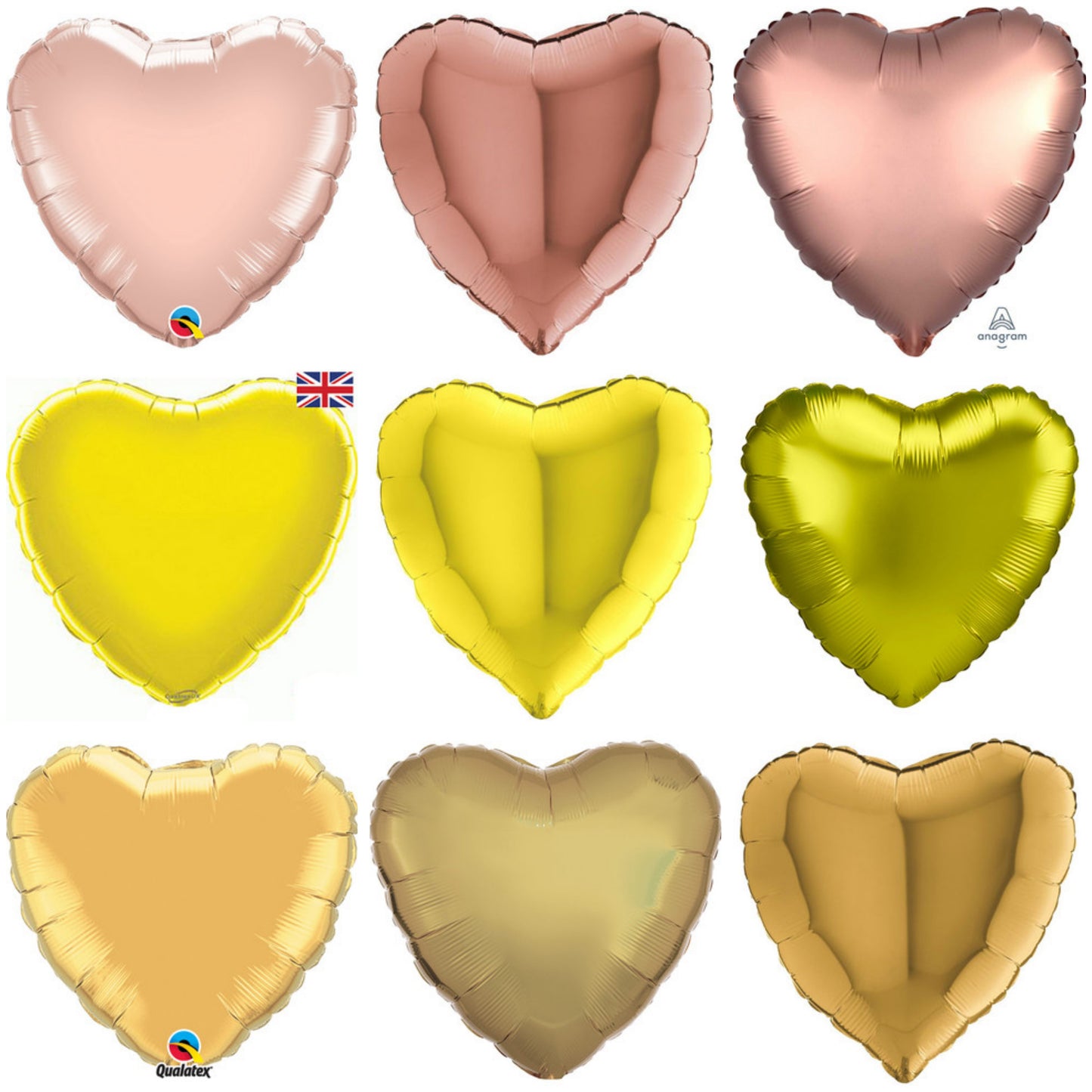 Plain Heart Yellow/ Gold/ Rose 18" Balloon