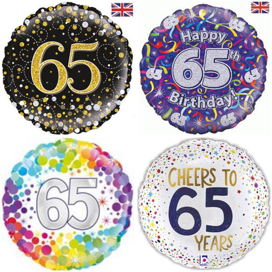 Age 65 Purple/ Coloured 18" Foil Balloon