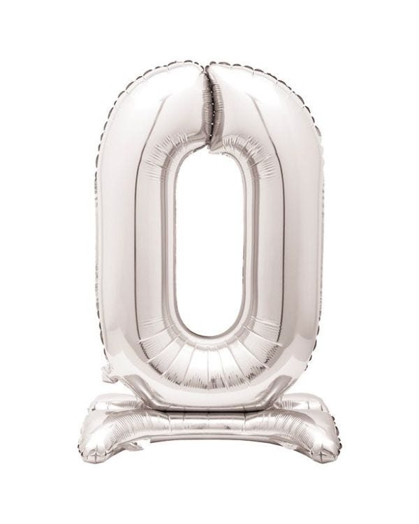 Airfilled Stand-up 25'' Foil Number Balloon Silver