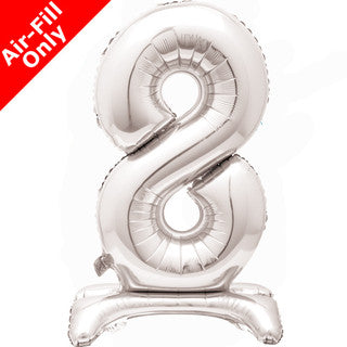 Airfilled Stand-up 25'' Foil Number Balloon Silver
