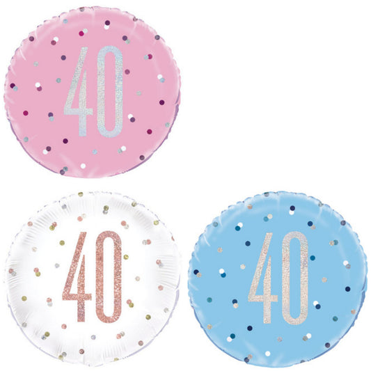 Age 40 Dotted Glitz 18" Foil Balloon
