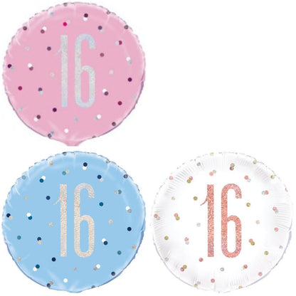 Age 16 Dotted Glitz 18" Foil Balloon