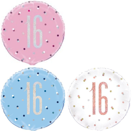 Age 16 Dotted Glitz 18" Foil Balloon