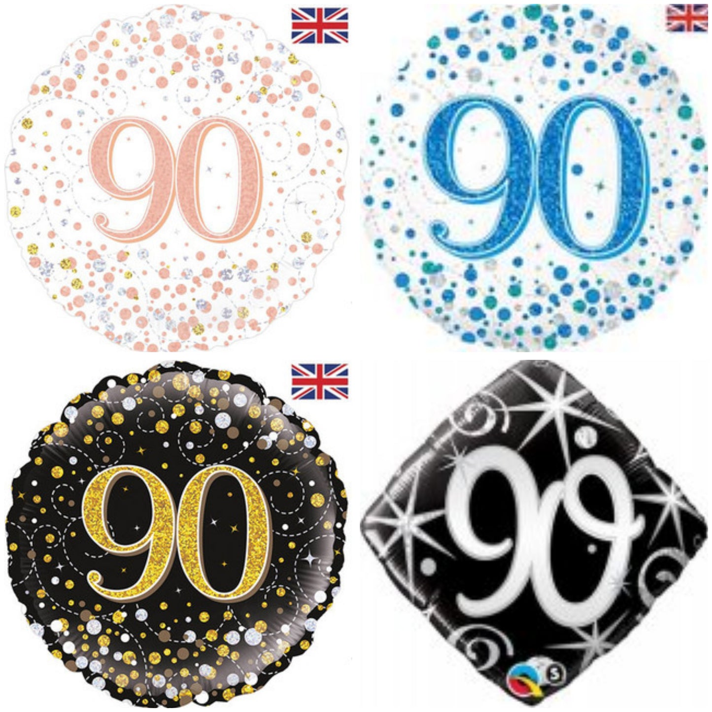 Age 90 Sparkling Fizz/ Diamond 18" Foil Balloon