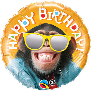 Happy Birthday Monkey Glasses 18" Foil Balloon