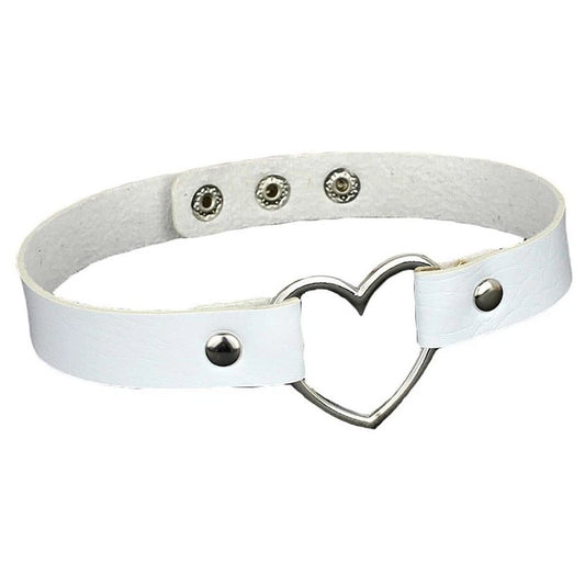 Stud Heart Choker White Necklace