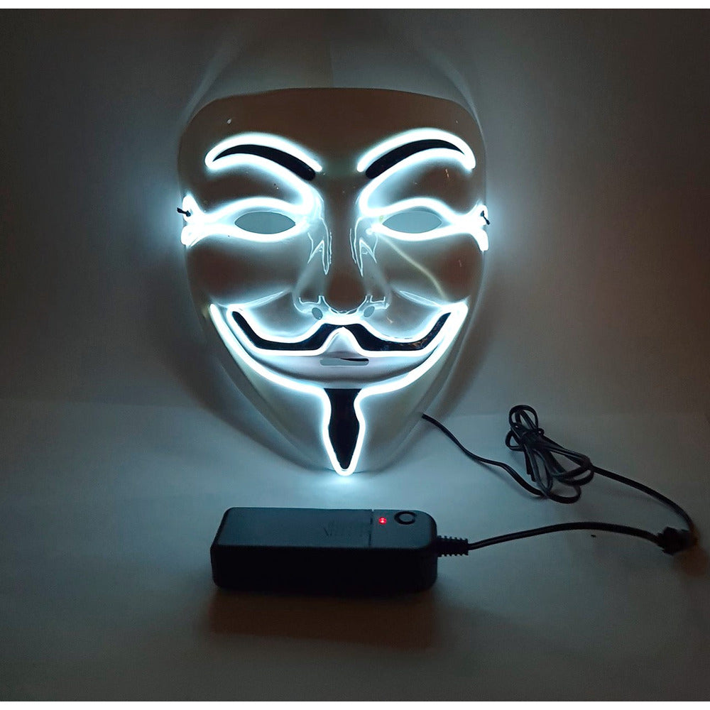 LED Light up Anonymous Mask White