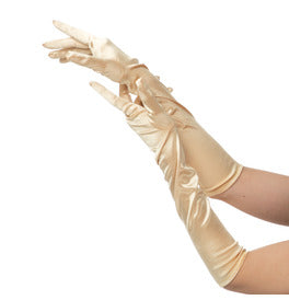 Gold Long Gloves Satin
