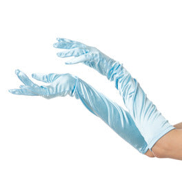 Light Blue Long Gloves Satin