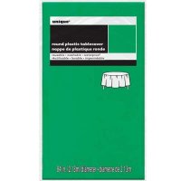 Emerald Dark Green Plastic Round Tablecloth