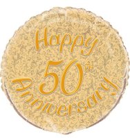 50th Anniversary Gold 18" Foil Balloon