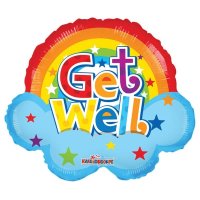 Get Well Soon Rainbow Jr Shape 18" Foil Balloon