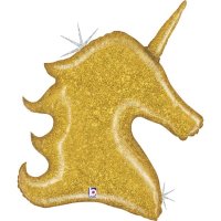 Unicorn Head Gold Supershape Foil Balloon