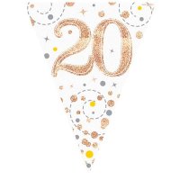 Happy 20th Birthday Rose Gold Sparkling Fizz Bunting
